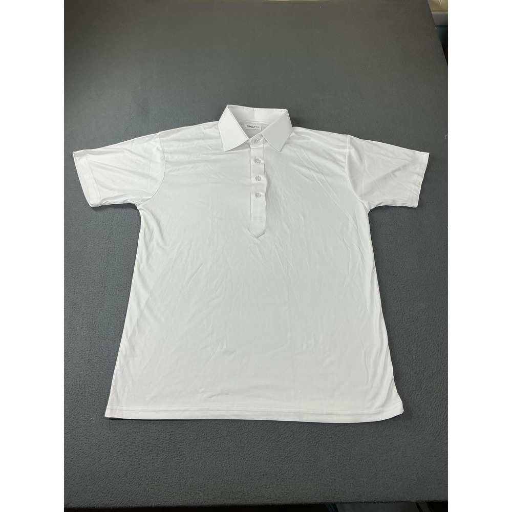 Collars & Co. Polo Shirt Mens Large White Short Sleeve Casual 100% Polyester